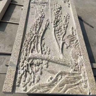 河北 黄金麻雕刻板浮雕迎客松