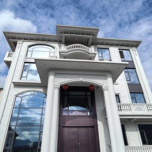 河北白麻别墅外墙干挂石材效果示例