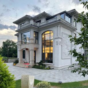 河北 白麻花岗岩私人别墅干挂石材豪华定制