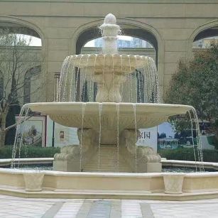 河北 黄金麻花岗岩异型加工——户外庭院石雕流水喷泉