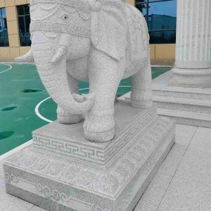 河北 白麻花岗岩动物异形石雕-大象