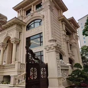 河北 黄金麻花岗岩别墅外墙干挂效果展示