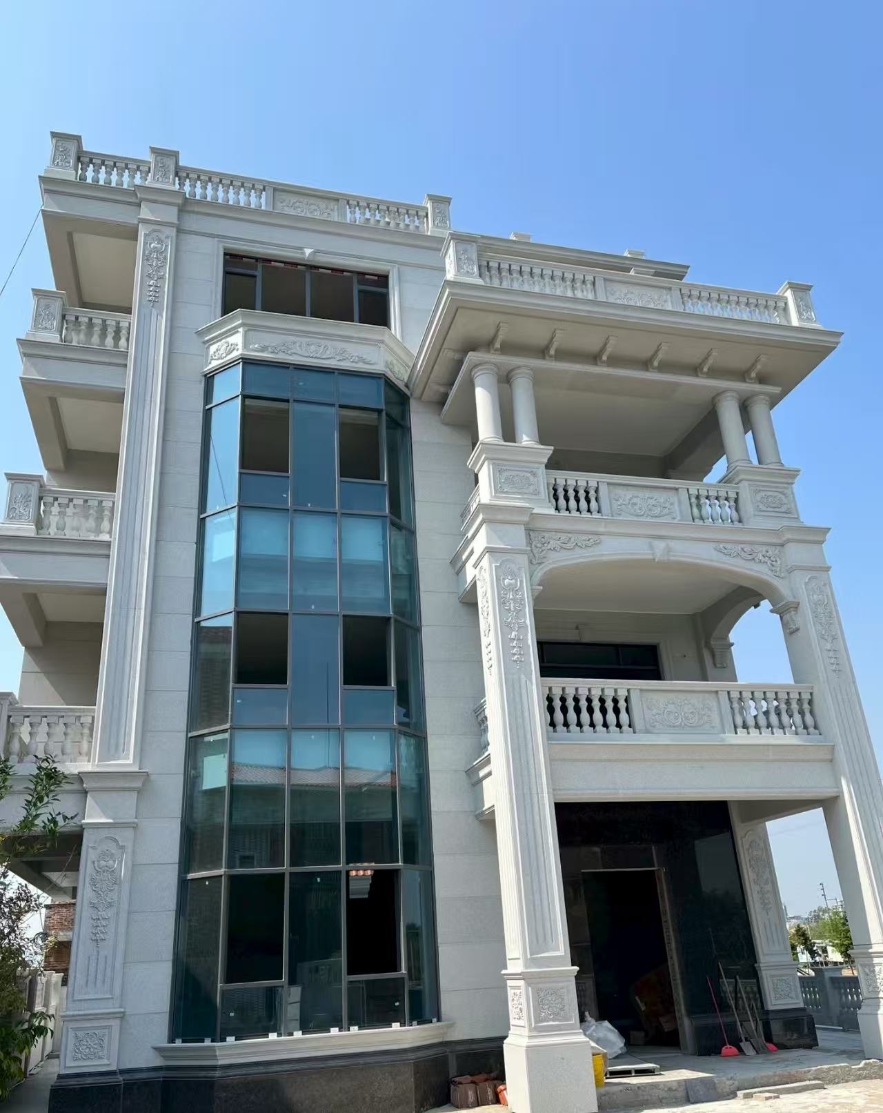 河北 白麻花岗岩别墅外墙干挂效果展示