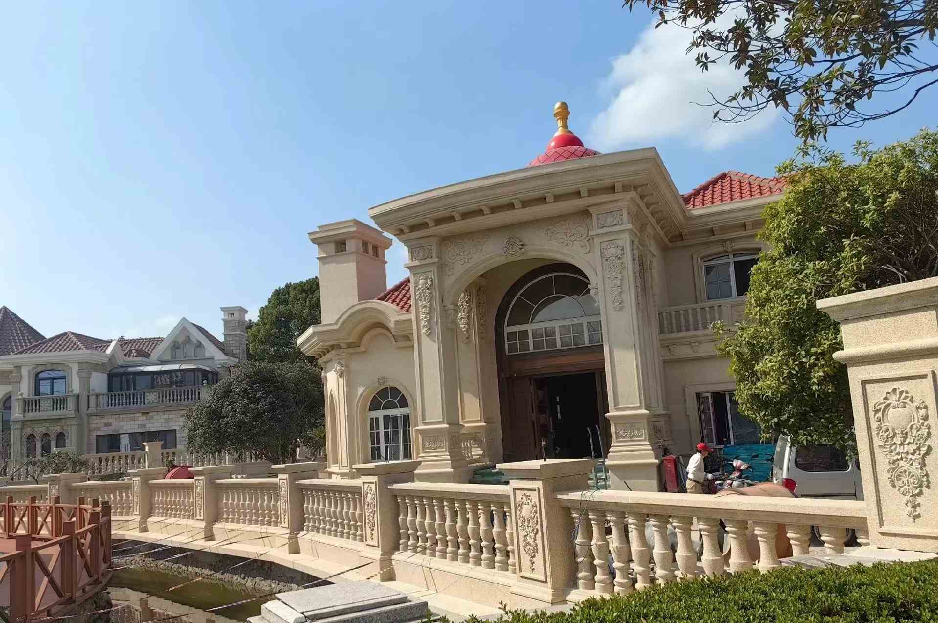 河北 黄金麻花岗岩欧式别墅