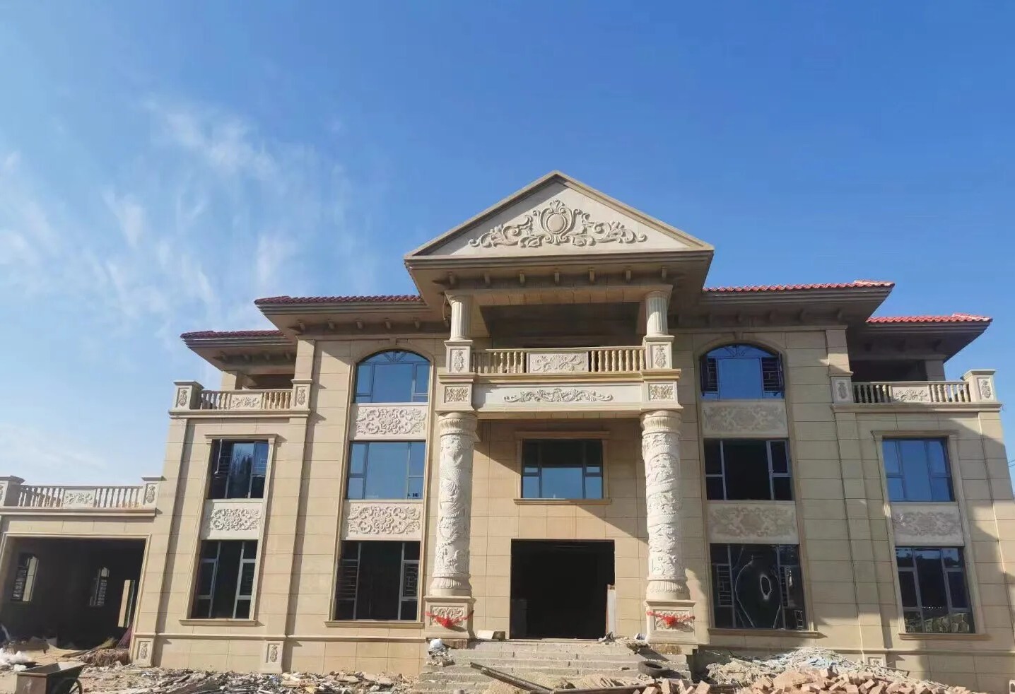 河北 黄金麻花岗岩别墅外墙干挂