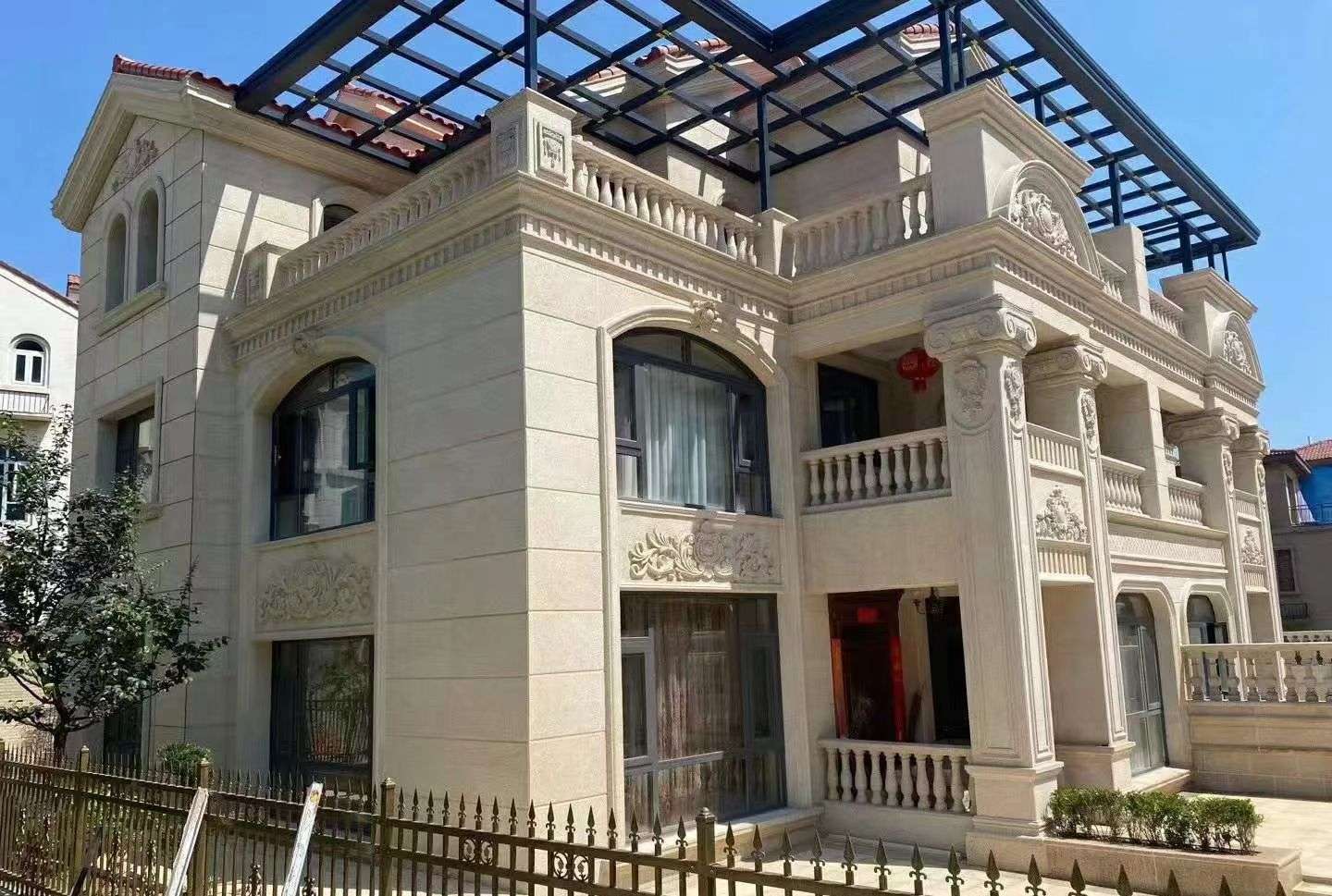 河北 黄金麻花岗岩荔枝面别墅外墙干挂