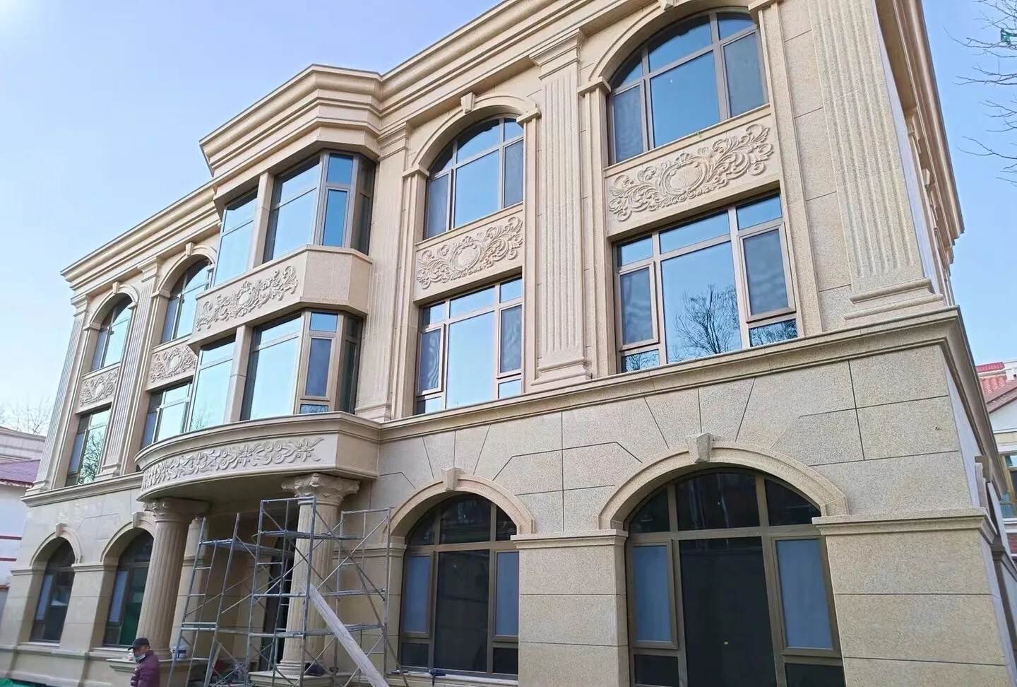 河北 黄金麻花岗岩别墅外墙干挂